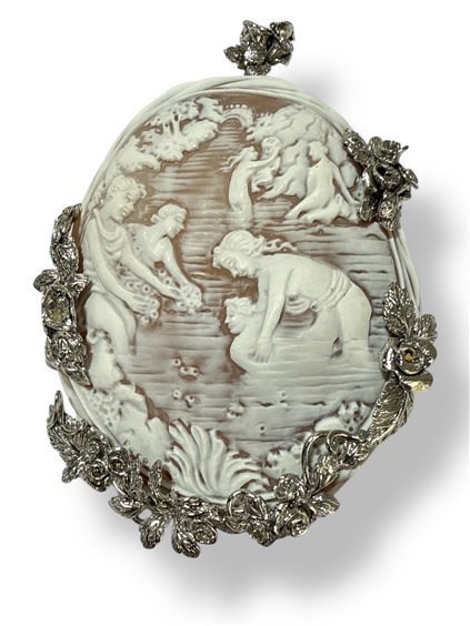 Brooch Mandile 1922 Woman Cammei  in Silver Conchiglia 2MSPC26 - 2MSPC26